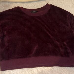 Forever 21 Deep Burgundy Corduroy Cropped Sweater